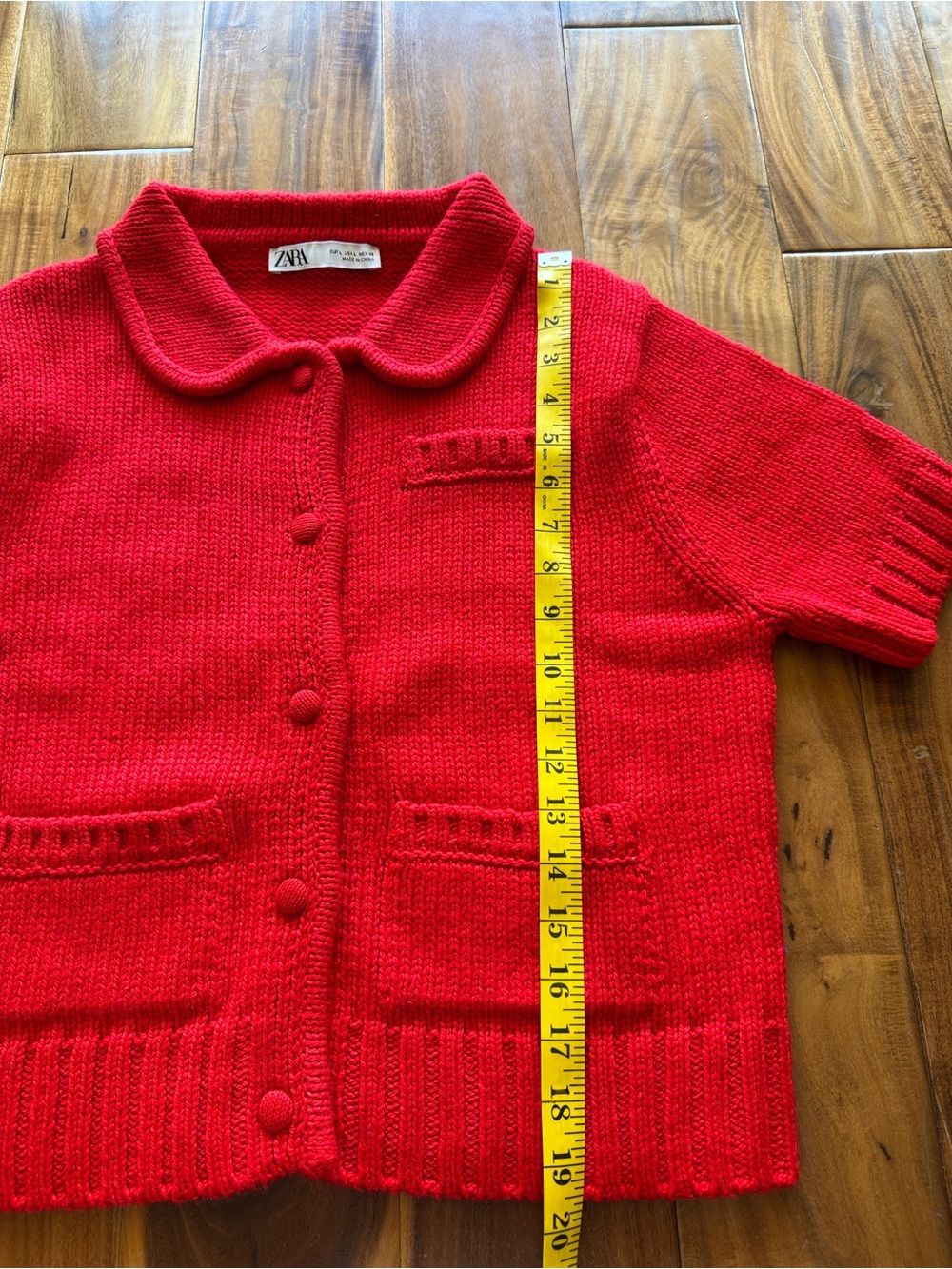 Zara women’s large Red Knit Short-Sleeve Cardigan - Picture 5 of 8